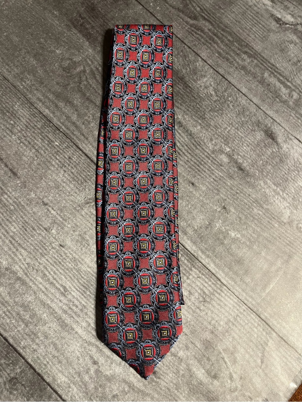 Men's Red Geometric Pattern Dress Tie